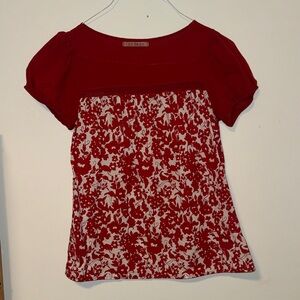 ‘Velvet’ Red and White Floral Blouse